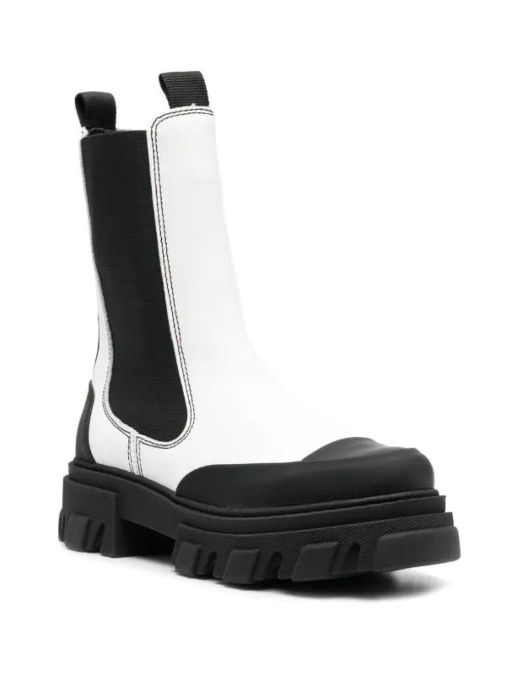 Ganni White and Black Chunky Chelsea Boot